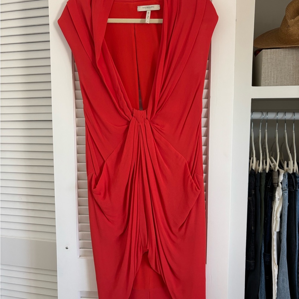 Elegant Orange Draped Dress